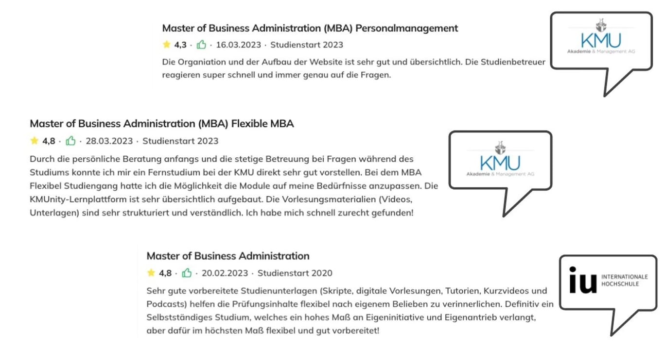 Screenshot von studiumfinden.com Bewertungen.